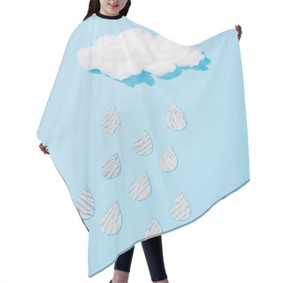 Personality  Top View Of Cotton Candy Cloud With Glitter Raindrops On Blue Hair Cutting Cape