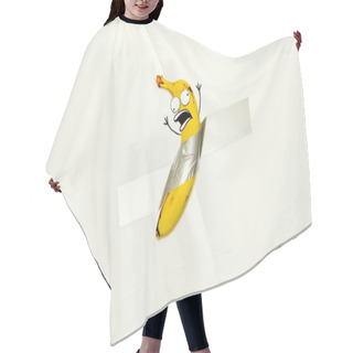 Personality  Banana Human Taped Frightened And Confused With Drowed Emotions And Eyes Face And Hands  Hair Cutting Cape