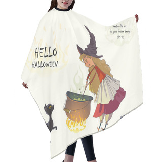 Personality  Halloween, Witch, Pot, Potion, Cat, Mouse Hair Cutting Cape