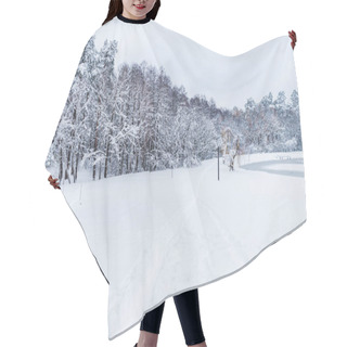 Personality  Beautiful Landscape Of Snow Covered Trees In Winter Park Hair Cutting Cape