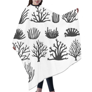 Personality  Hand Drawn Corals Isolated On White. Silhouette Icons. Hair Cutting Cape
