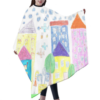 Personality  Child's Drawing A Happy Family For A Walk Outdoors Hair Cutting Cape