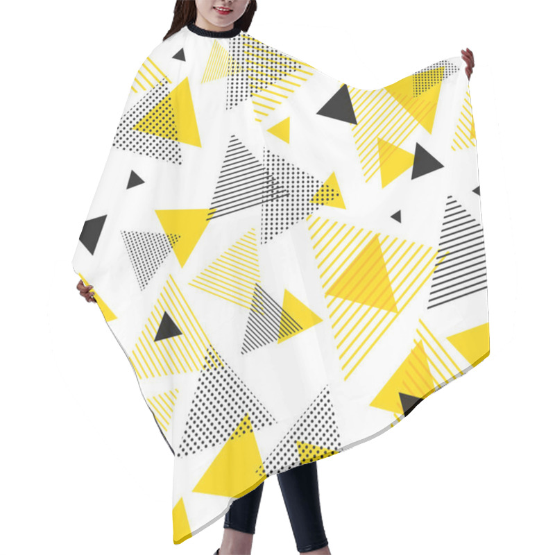 Personality  Abstract Modern Yellow, Black Triangles Pattern With Lines Diagonally On White Background. Vector Illustration Hair Cutting Cape