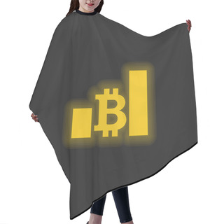 Personality  Bitcoin Bars Ascendant Graphic Of Increasing Money Yellow Glowing Neon Icon Hair Cutting Cape