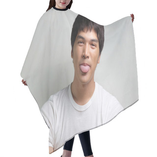 Personality  Portrait Of Asian Male Model Hair Cutting Cape