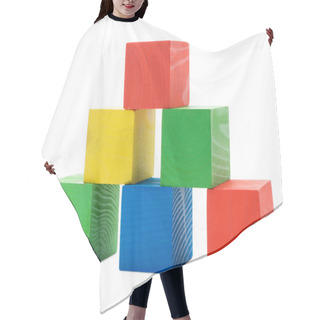 Personality  Wooden Colored Building Pyramid Of Cubes Hair Cutting Cape