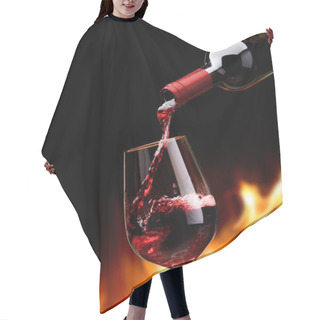 Personality  Art Pouring Red Wine From A Bottle Into Wine Glass Hair Cutting Cape