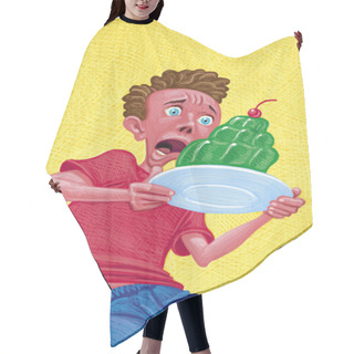 Personality  Illustration Of Boy With Gelatin Cake Hair Cutting Cape