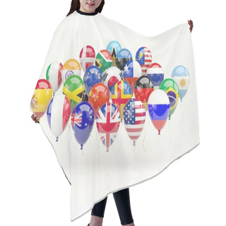 Personality  Air Balloons With Flags Isolated On White Hair Cutting Cape