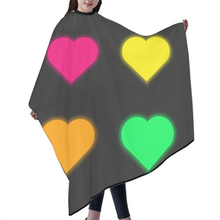 Personality  Big Heart Four Color Glowing Neon Vector Icon Hair Cutting Cape