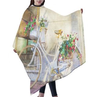 Personality  Floral Bike, Artistic Vintage Picture Hair Cutting Cape