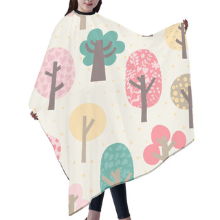 Personality  Cute Vector Pattern With Vintage Forest.Copy That Square To The Side And You'll Get Seamlessly Tiling Pattern Which Gives The Resulting Image The Ability To Be Repeated Or Tiled Without Visible Seams. Hair Cutting Cape