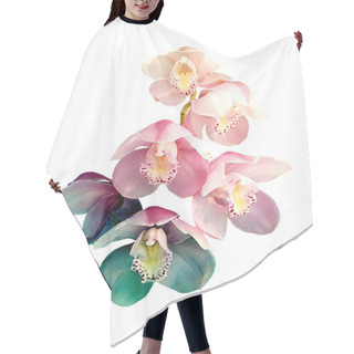 Personality  Orchid Flowers Print In Soft Colors Hair Cutting Cape