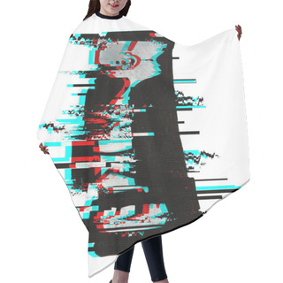 Personality  Cartoon Boy Illustration With  Glitch Effect. For Fashion Print, Poster For Textiles, Fashion Design, T-shirt Graphics Design. Hair Cutting Cape