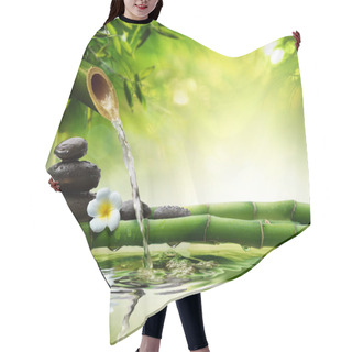 Personality  Spa Stones In Garden With Flow Water Hair Cutting Cape