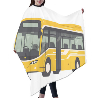 Personality  Yellow Tour Bus Driving Over White Hair Cutting Cape