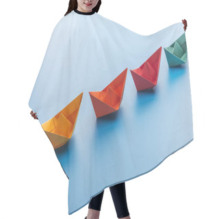 Personality  Colorful Bright Paper Boats On Light Blue Surface Hair Cutting Cape
