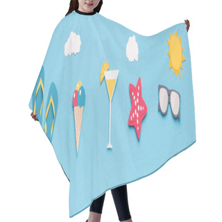 Personality  Creative Wallpaper With Summer Accessories In Sky Hair Cutting Cape