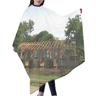 Personality  Editorial Construction Rebuild School Rural Nicaragua Hair Cutting Cape