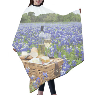 Personality  Picnic Basket With Wine, Cheese And Bread In A Texas Hill Countr Hair Cutting Cape
