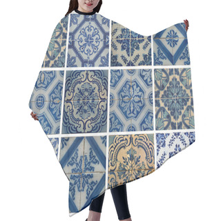 Personality  Collage Of Blue Pattern Tiles In Portugal Hair Cutting Cape