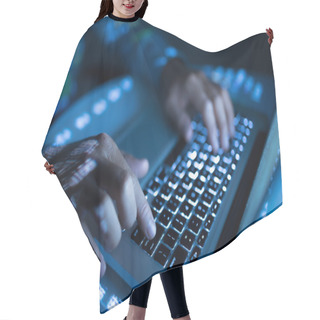 Personality  Coder Typing On Computer Hair Cutting Cape