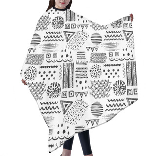 Personality  Abstract Black And White Seamless Pattern With Hand Drawn Ethnic Motifs Hair Cutting Cape