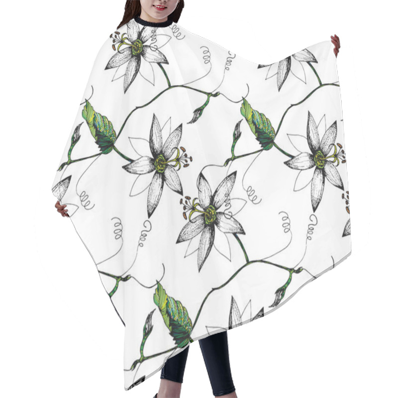 Personality  Passiflora flowers pattern hair cutting cape