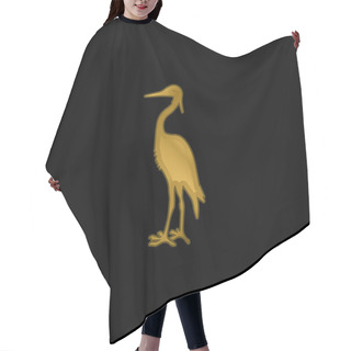 Personality  Bird Crane Shape Gold Plated Metalic Icon Or Logo Vector Hair Cutting Cape
