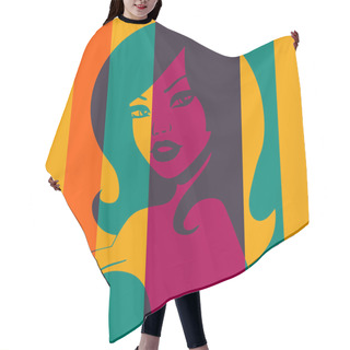 Personality  Pop Art. Busty Woman Hair Cutting Cape
