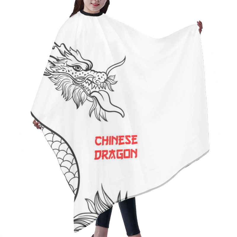 Personality  Chinese Dragon Hand Drawn Contour Drawing Hair Cutting Cape