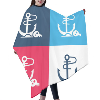 Personality  Anchor Blue And Red Four Color Minimal Icon Set Hair Cutting Cape