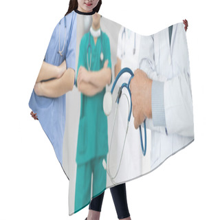 Personality  Doctor Working In Hospital With Other Doctors. Hair Cutting Cape