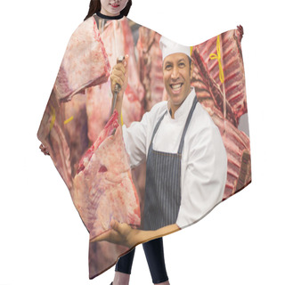 Personality  Butcher Standing In Butchery Hair Cutting Cape