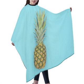 Personality  Top View Of Ripe Pineapple On Blue Background Hair Cutting Cape
