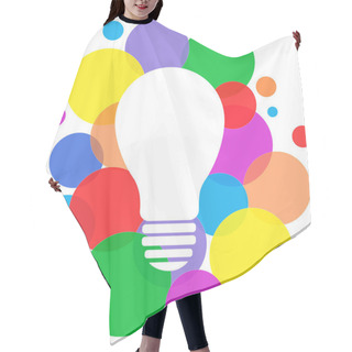 Personality  Illustration Of Light Bulb Near Colorful Bubbles Around   Hair Cutting Cape