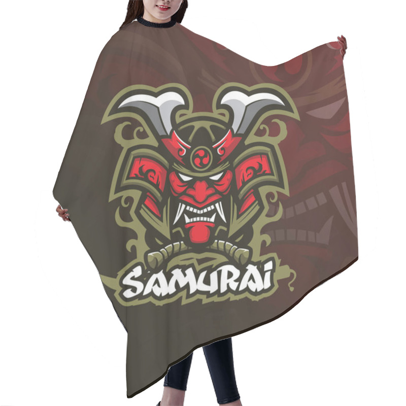 Personality  Samurai Vector Mascot Logo Design With Modern Illustration Conce Hair Cutting Cape