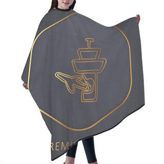 Personality  Airplane And Airport Tower Outlines Golden Line Premium Logo Or Icon Hair Cutting Cape