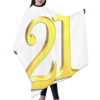 Personality  3D Gold Number Twenty-one On White Background Hair Cutting Cape