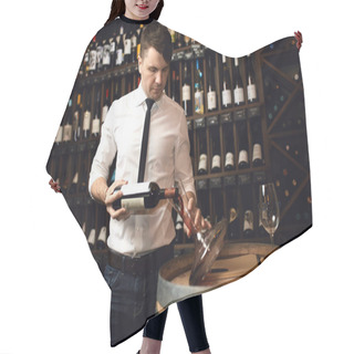 Personality  Handsome Elegant Serious Man In The Wine Cellar Hair Cutting Cape