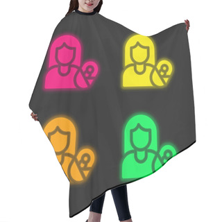Personality  Adoptive Mother Four Color Glowing Neon Vector Icon Hair Cutting Cape