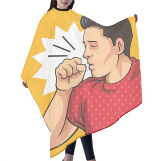 Personality  Coughing Man. Vector Flat Illustration Hair Cutting Cape