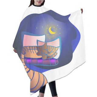Personality  Sleeping Kitty Under The Moon Hair Cutting Cape