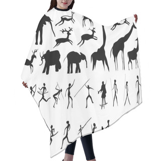 Personality  Set Of Pictures Of And Animals In The Prehistoric Period Hair Cutting Cape