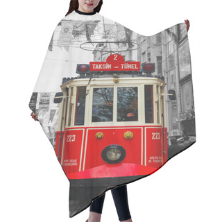 Personality  Old-fashioned Red Tram At The Street Of Istanbul Hair Cutting Cape