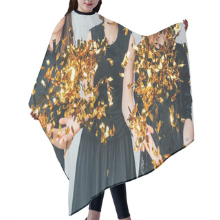 Personality  Women Throwing Golden Confetti Hair Cutting Cape