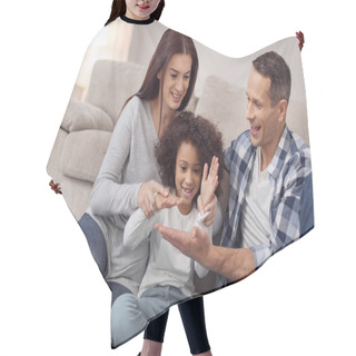 Personality  Happy Family Having Fun Together Hair Cutting Cape