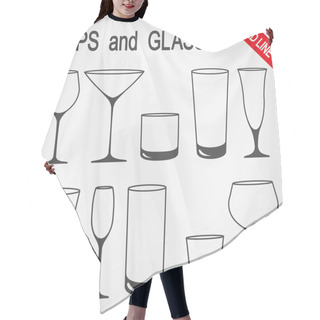 Personality  Cups And Glasses. Hair Cutting Cape