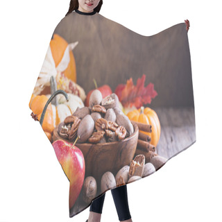 Personality  Pumpkins, Nuts, Indian Corn And Apples Hair Cutting Cape