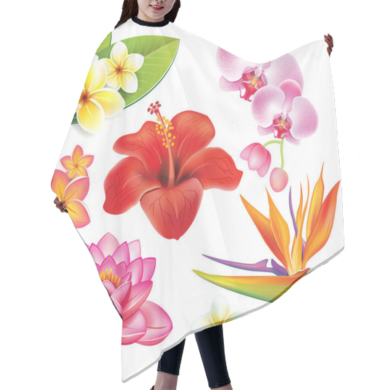Personality  Set Of Tropical Flowers Hair Cutting Cape
